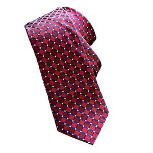 Beverly Hills Polo Club silk necktie neck tie red blue geometric classic